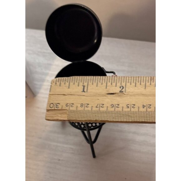 Miniature Black Charcoal Grill Decorative Red Gingham Towel Doll Furniture 3" - Picture 8 of 10